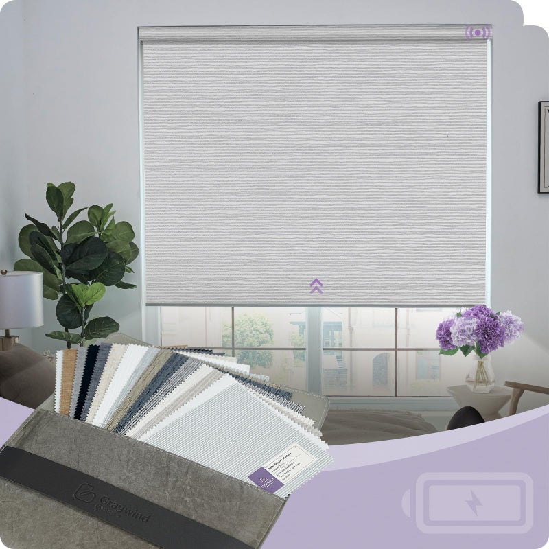 Graywind 100% Blackout Roller Shades Window Blinds for Home and Office Cordless Blinds (100% Blackout Waterproof Shade Fabric Samples) - Image 1